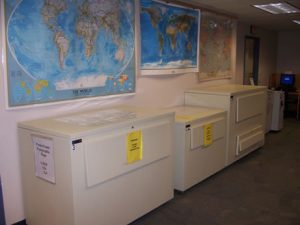 Ulrich map storage cabinet used to file Topographical maps at Penn State Univeristy