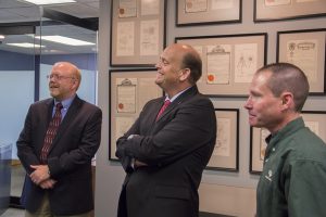 Congressman Reed and Ulrich Owners discuss small business concerns in front of the many Ulrich Patents.