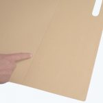 Archival flat file folders have a deep hem, creating added stiffness to the folder. Making it easier to remove from a stack of folders.